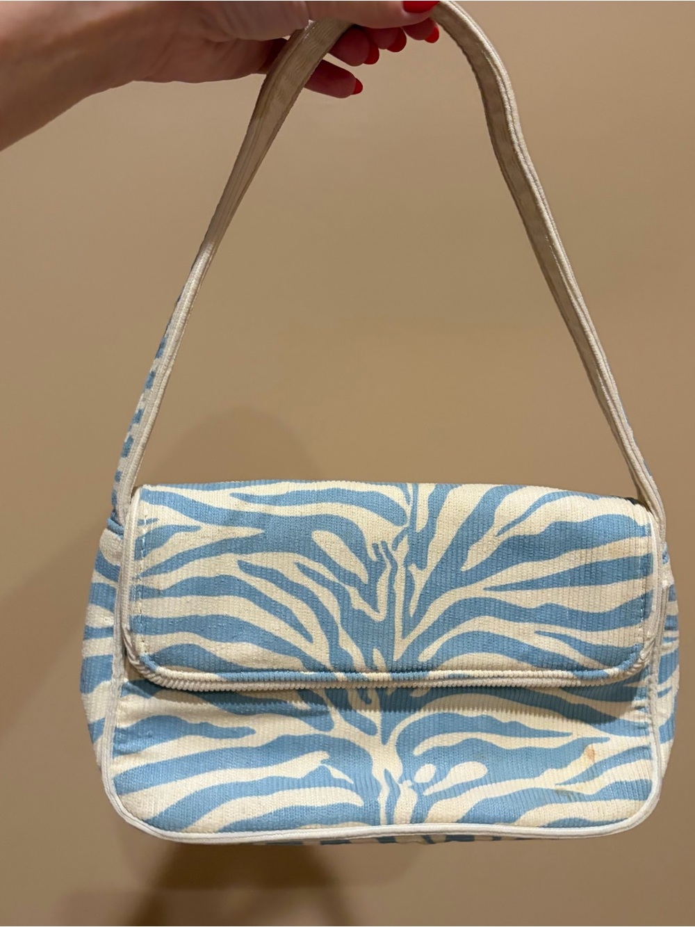 Classic Blue & White Zebra Print Shoulder Bag